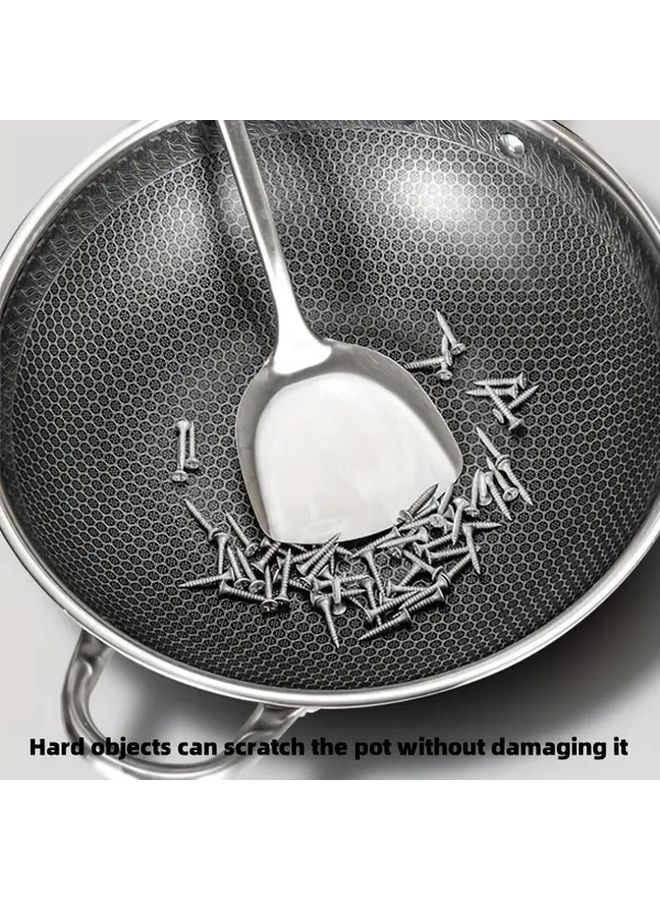 13 39 Inch 304 Stainless Steel Honeycomb Wok With Lid For Gas Induction Stoves Cooking Baking - Image 5